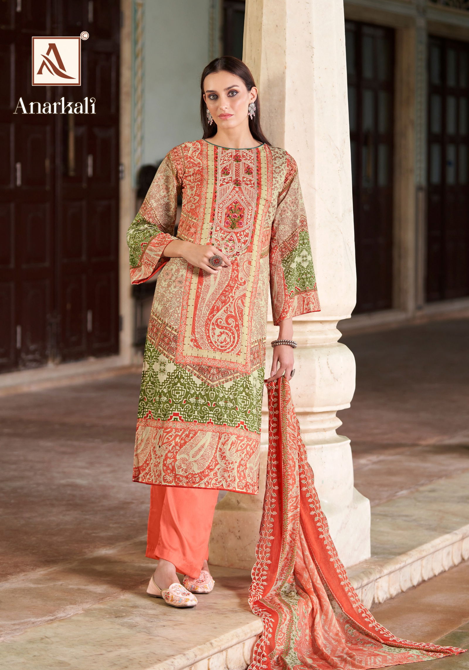 Anarkali By Alok Suit Pakistani Print Embroidery Dress Material Wholesale Online